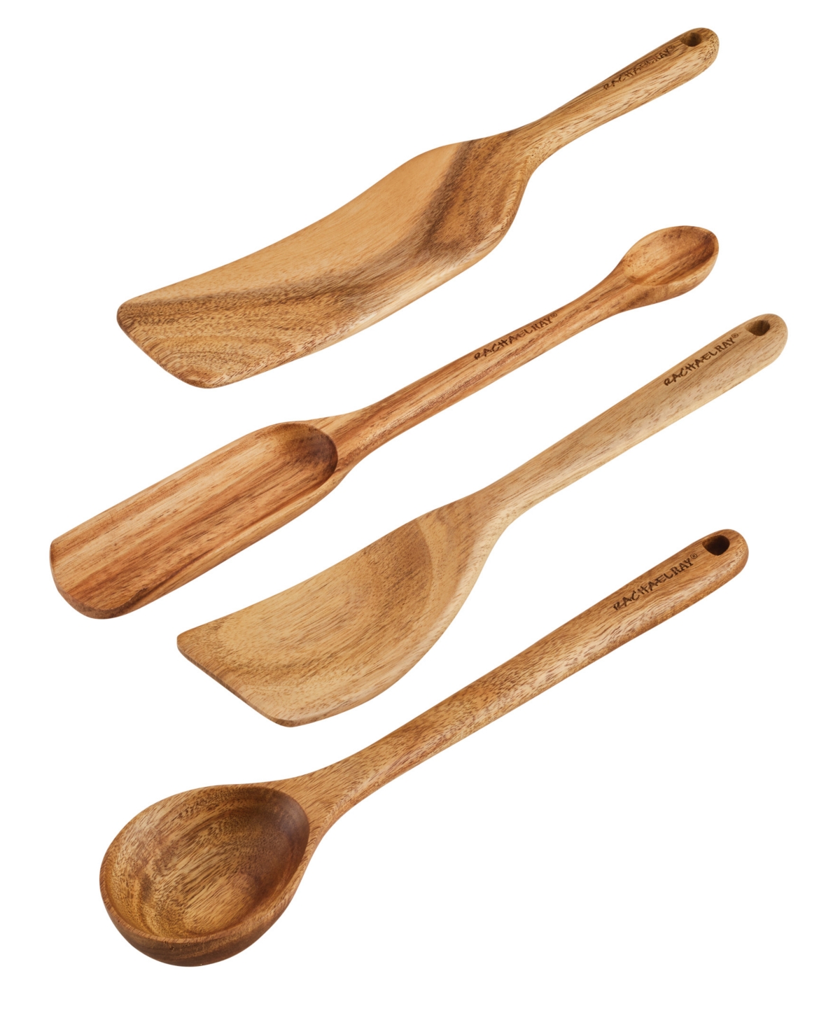 Rachael Ray Tools And Gadgets Wooden Kitchen Utensils, Set Of 4 In Acacia Wood