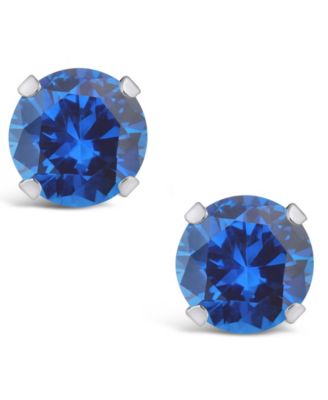Gemstone Stud Earrings in 10k White Gold