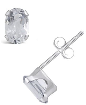 Gemstone Stud Earrings in 10k White Gold