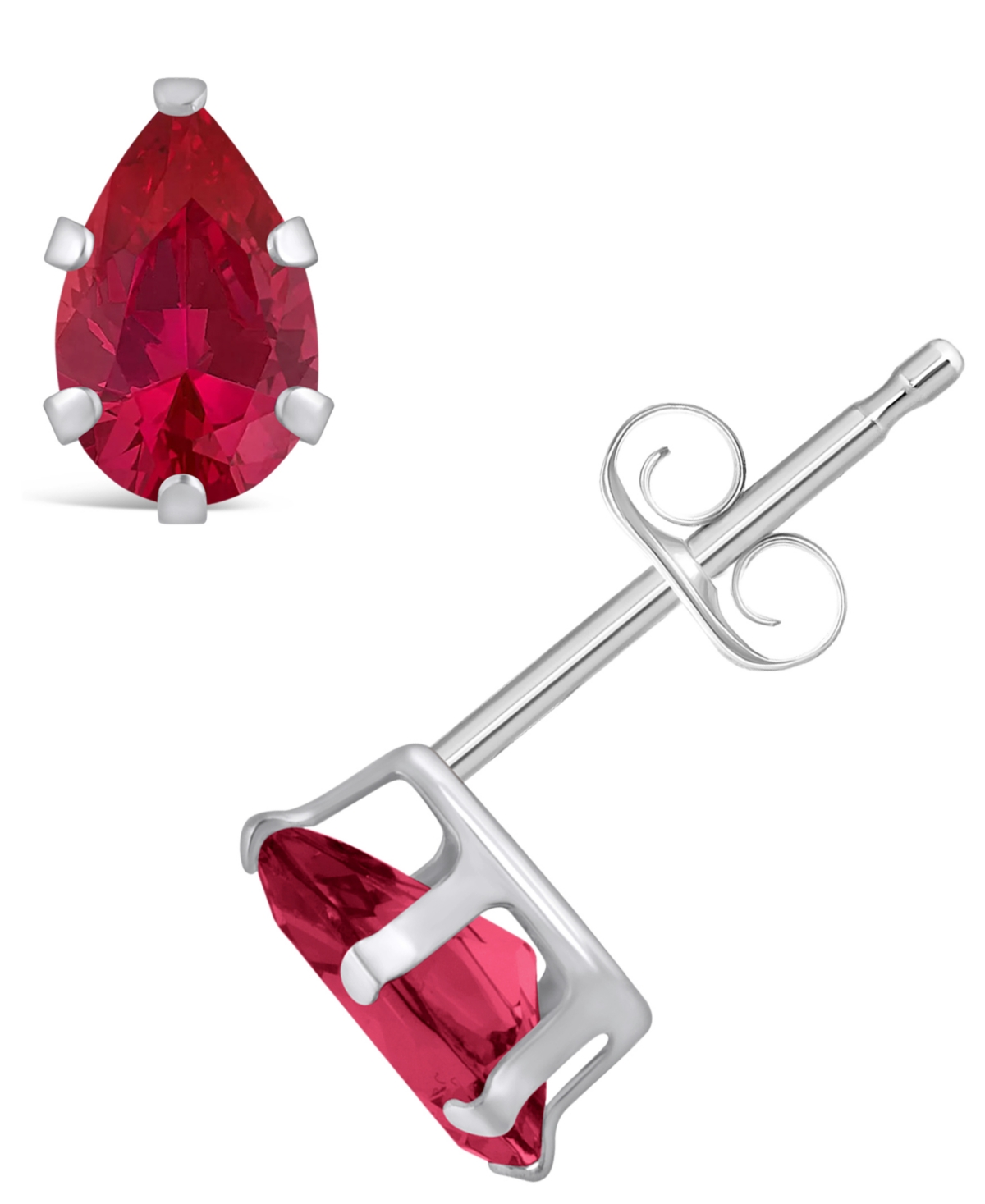 Macy's Gemstone Stud Earrings In 10k White Gold In Ruby