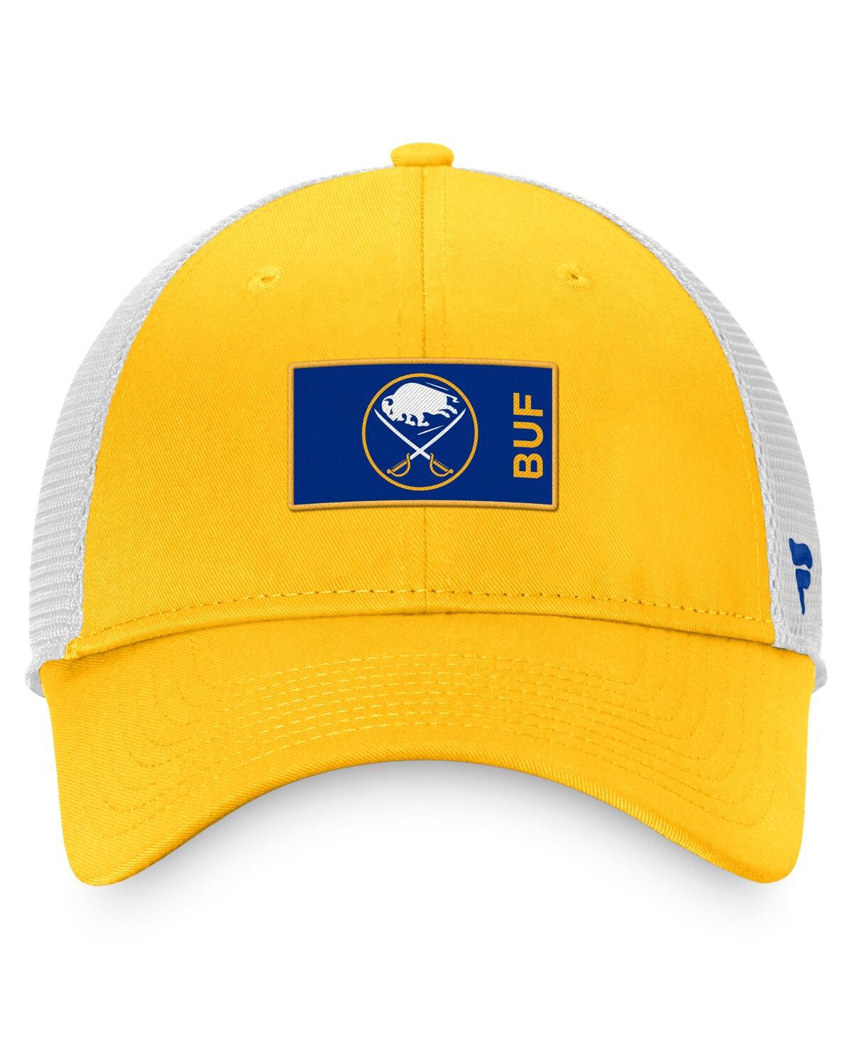 Shop Fanatics Men's  Gold, White Buffalo Sabres Authentic Pro Rink Trucker Snapback Hat In Gold,white