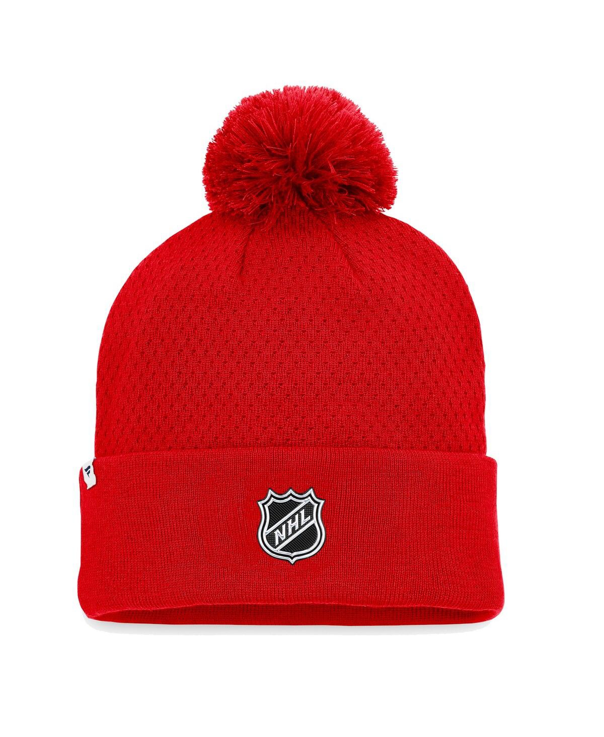 Fanatics Women's  Red Detroit Red Wings Authentic Pro Road Cuffed Knit Hat With Pom In Red