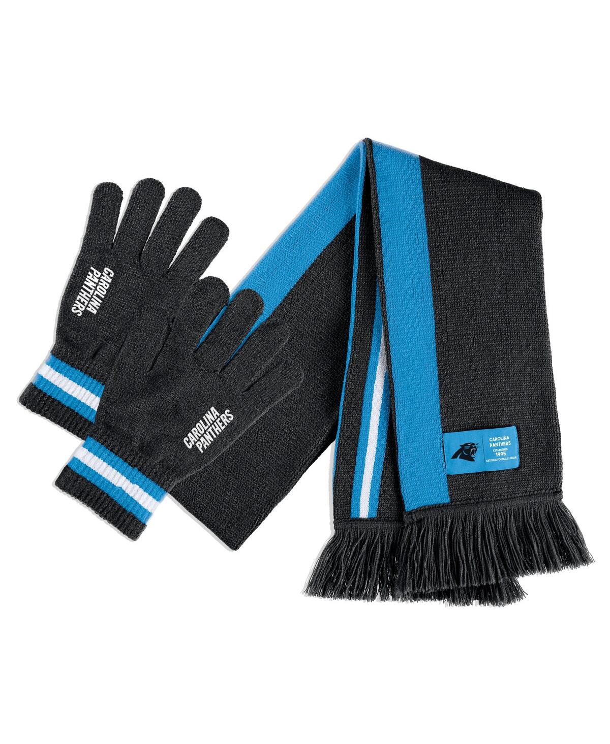 Wear By Erin Andrews Women's  Carolina Panthers Scarf And Glove Set In Black,blue