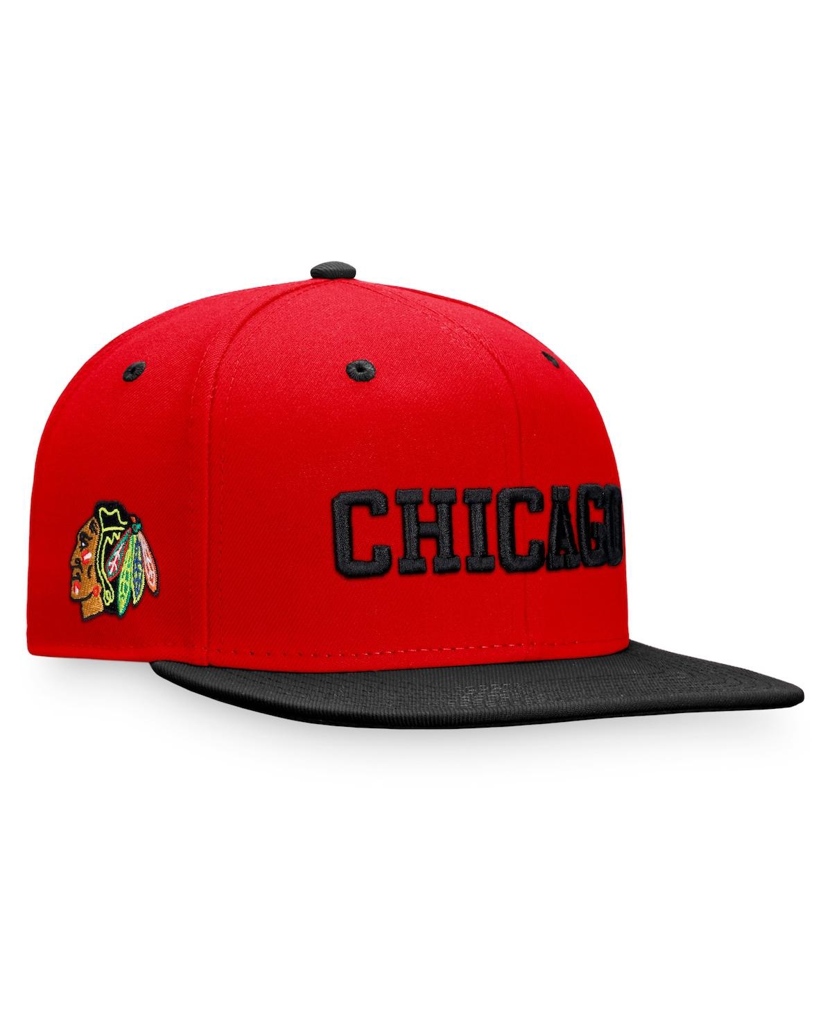 Fanatics Men's  Red, Black Chicago Blackhawks Heritage City Two-tone Snapback Hat In Red,black