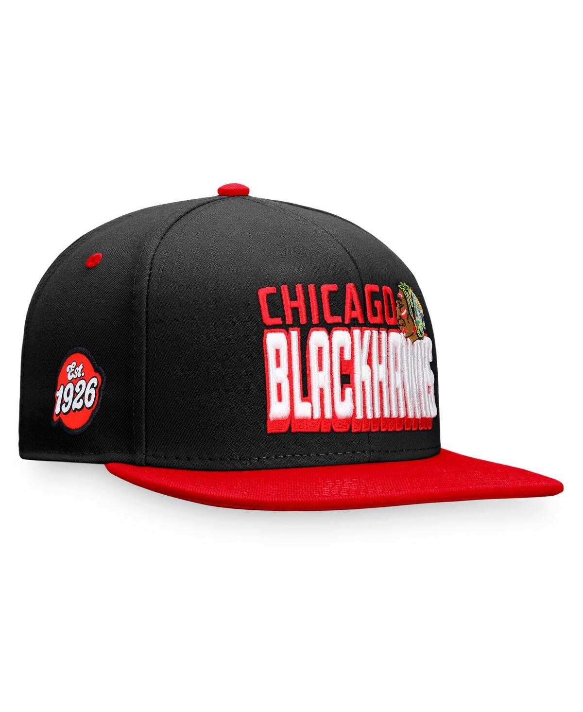 Fanatics Men's  Black, Red Chicago Blackhawks Heritage Retro Two-tone Snapback Hat In Black,red