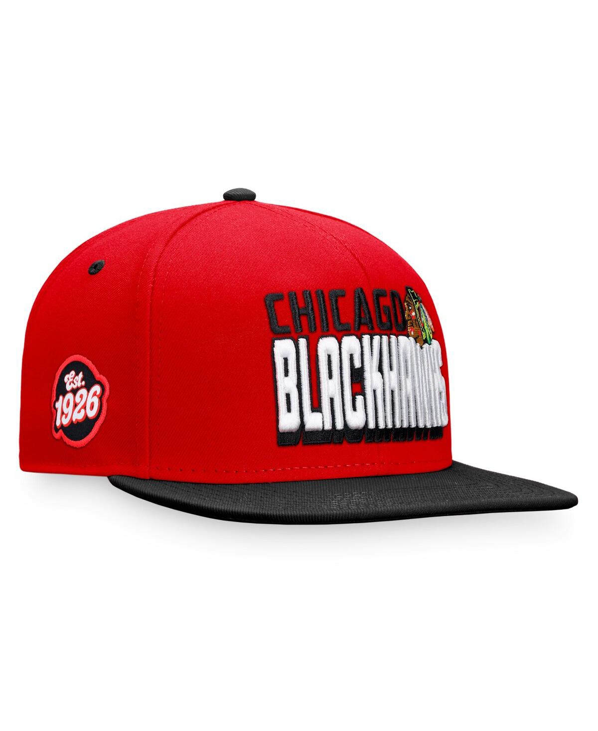 Fanatics Men's  Red, Black Chicago Blackhawks Heritage Retro Two-tone Snapback Hat In Red,black
