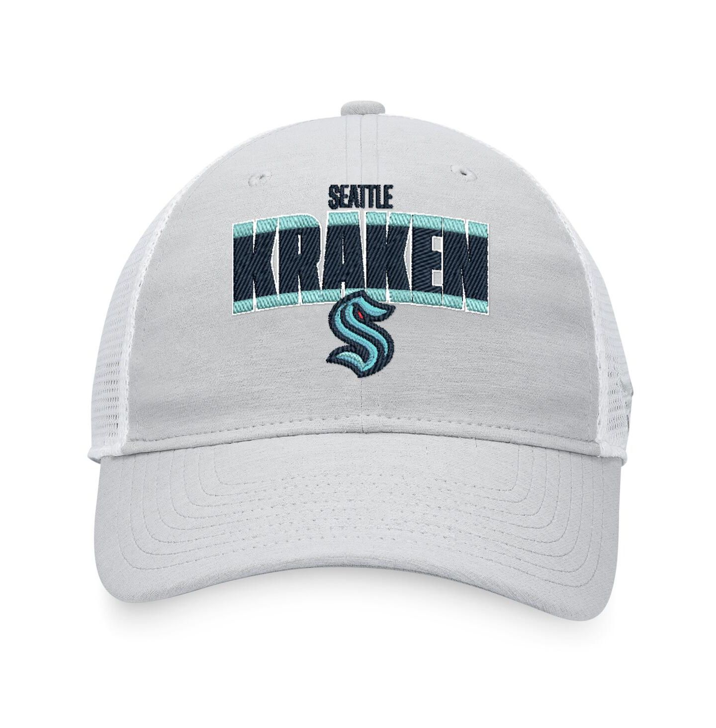 Мужская кепка Fanatics Heather Gray, White Seattle Kraken Team Trucker Snapback Hat — фото 4
