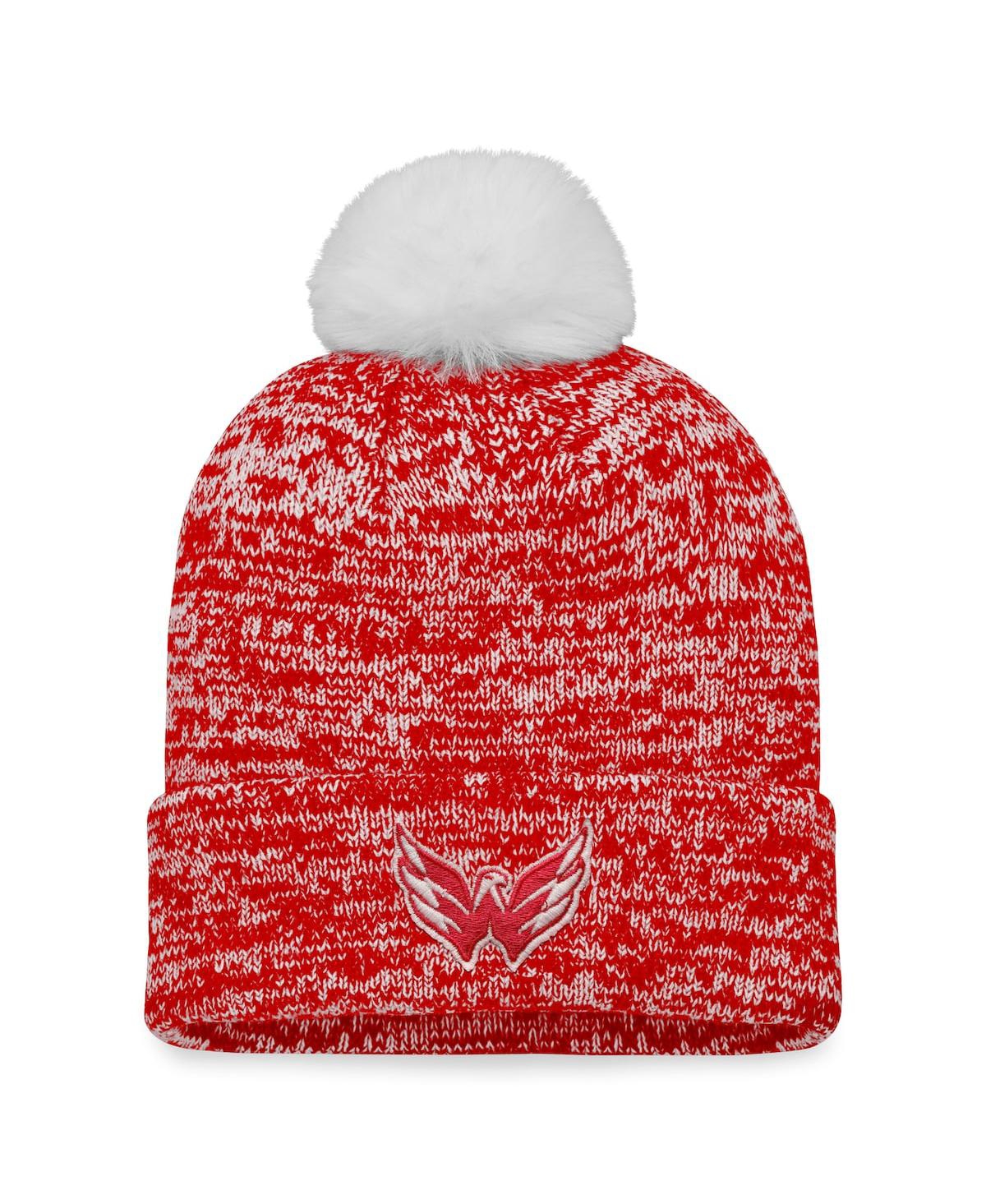 Fanatics Branded Red Washington Capitals Glimmer Cuffed Knit Hat With Pom In Red