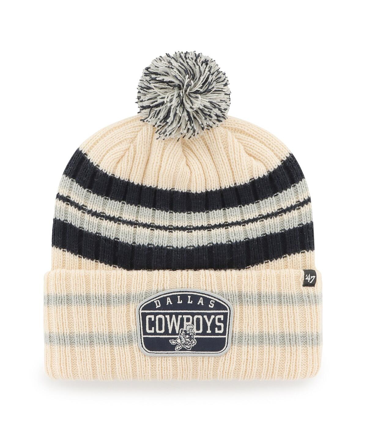 Men's '47 BrandDallas Cowboys Hone Patch Cuffed Knit Hat with Pom - Cream