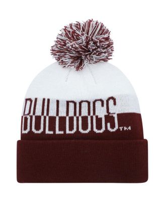 Men's Maroon and White Mississippi State Bulldogs Colorblock Cuffed Knit Hat with Pom