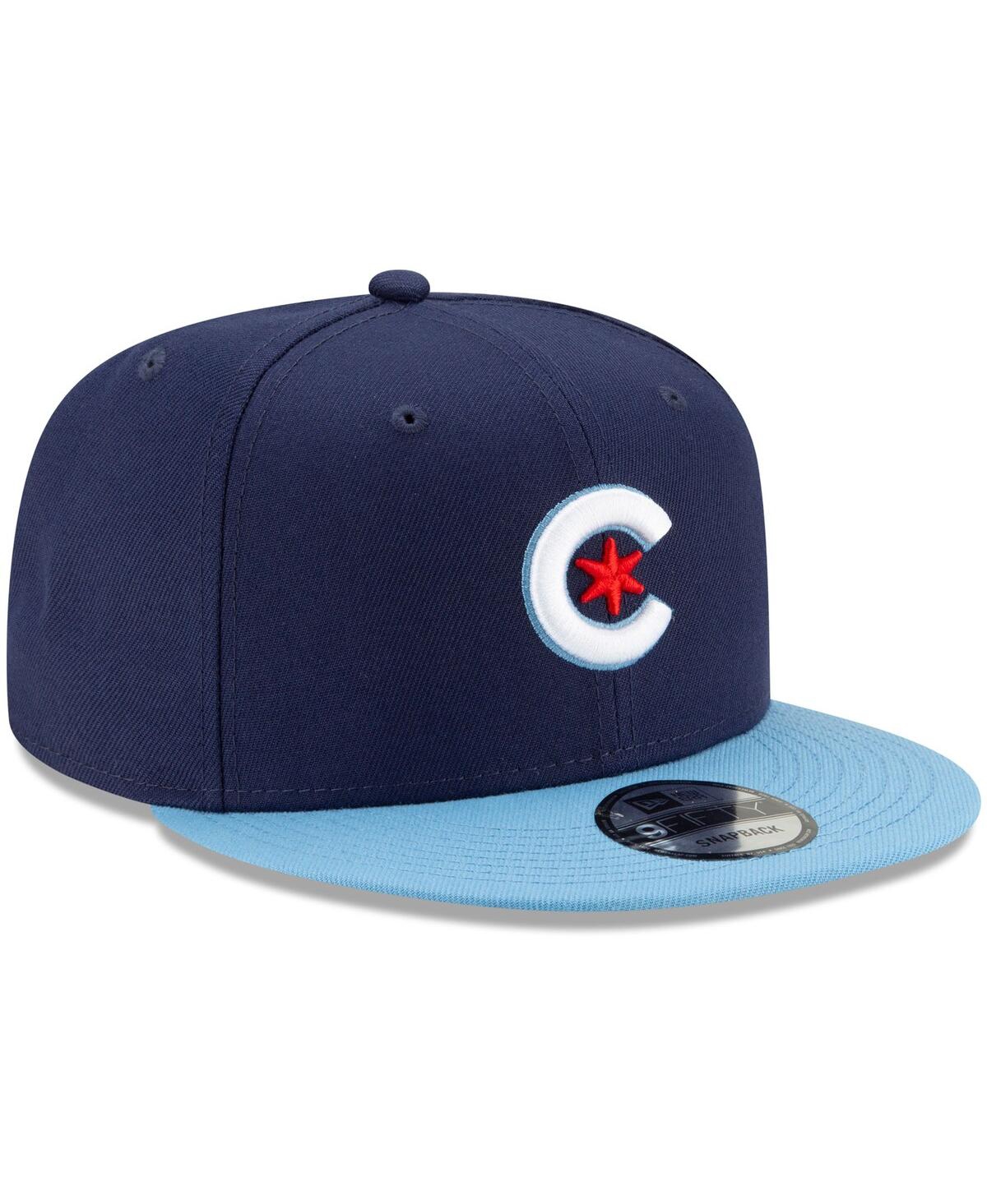 Men's New Eraand Light Blue Chicago Cubs City Connect 9FIFTY Snapback Adjustable Hat - Navy, Light Blue