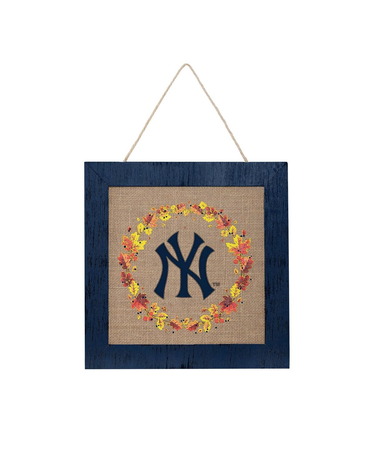 Shop Foco New York Yankees 12'' Double-sided Burlap Sign In Navy