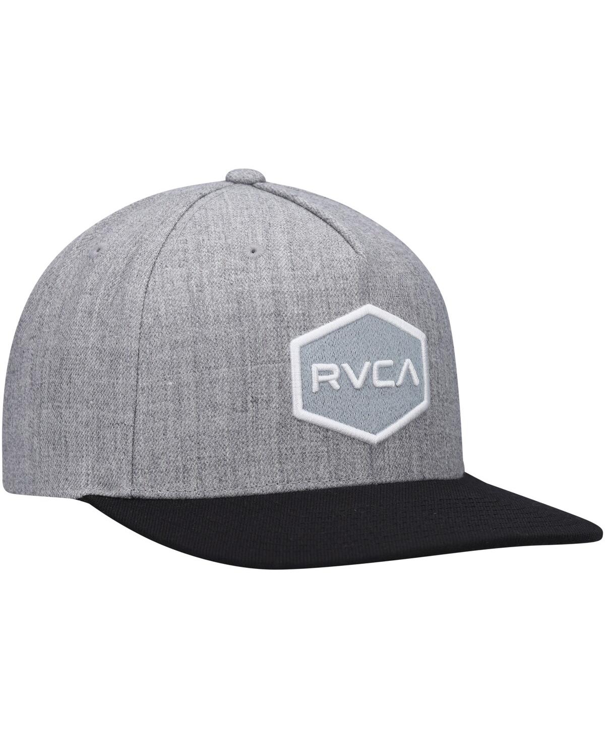 Shop Rvca Men's  Heather Gray And Black Commonwealth Snapback Hat In Heather Gray,black