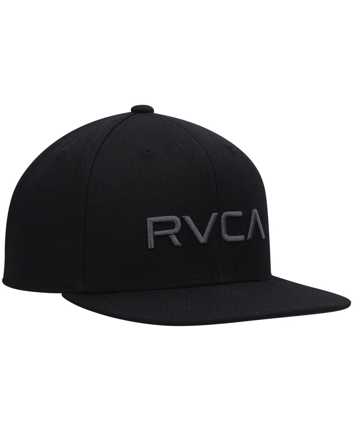 Rvca Big Boys  Black Logo Twill Snapback Hat In Black