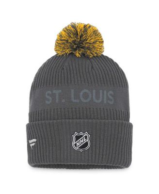 Men's Charcoal St. Louis Blues Authentic Pro Home Ice Cuffed Knit Hat with Pom