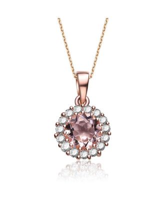 Genvive Elegant Sterling Silver Round Cubic Zirconia Halo Necklace