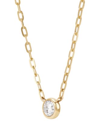 Diamond Bezel Solitaire Pendant Necklace (1/4 ct. t.w.) in 14k Gold, 16 + 2 extender