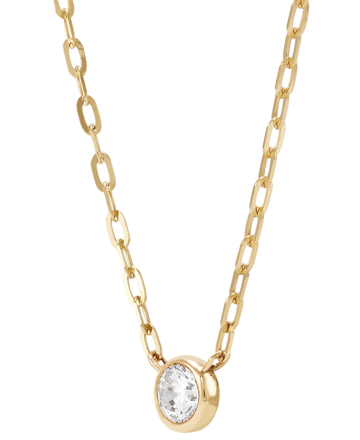 Diamond Bezel Solitaire Pendant Necklace (1/4 ct. t.w.) in 14k Gold, + extender