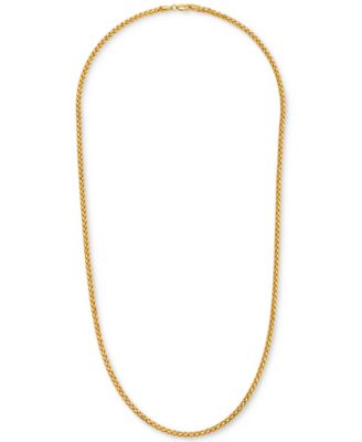 Polished Square Wheat 26" Chain Necklace (3mm) in 14k Gold