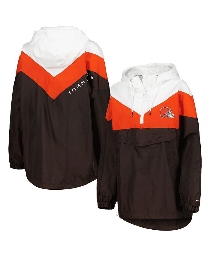 Tommy Hilfiger Women's White, Orange Cleveland Browns Staci Half-Zip Hoodie  Windbreaker Jacket - Macy's