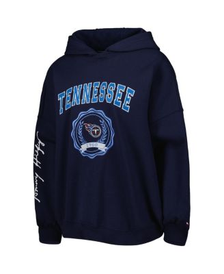 Women's Navy Tennessee Titans Becca Drop Shoulder Pullover Hoodie