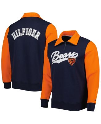 Men's Navy, Orange Chicago Bears Aiden Quarter-Zip Top