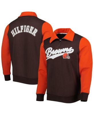 Men's Brown, Orange Cleveland Browns Aiden Quarter-Zip Top