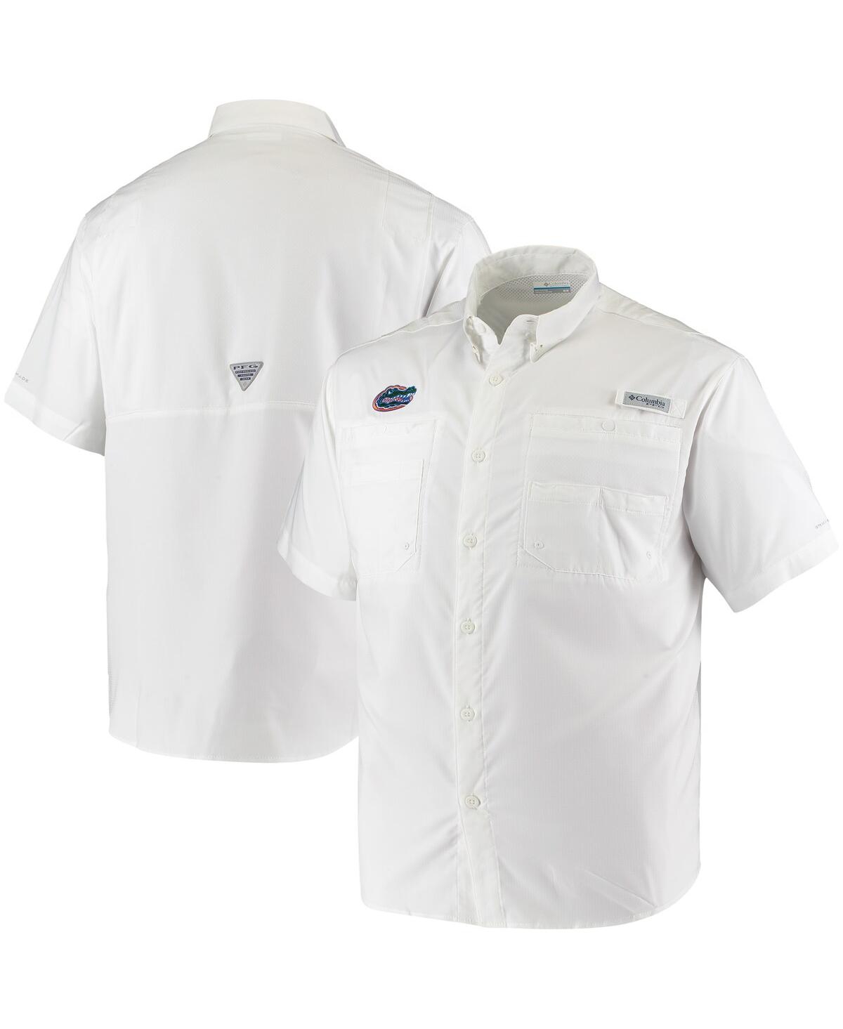 Men's Columbia Pfg White Florida Gators Tamiami Omni-Shade Button-Down Shirt - White