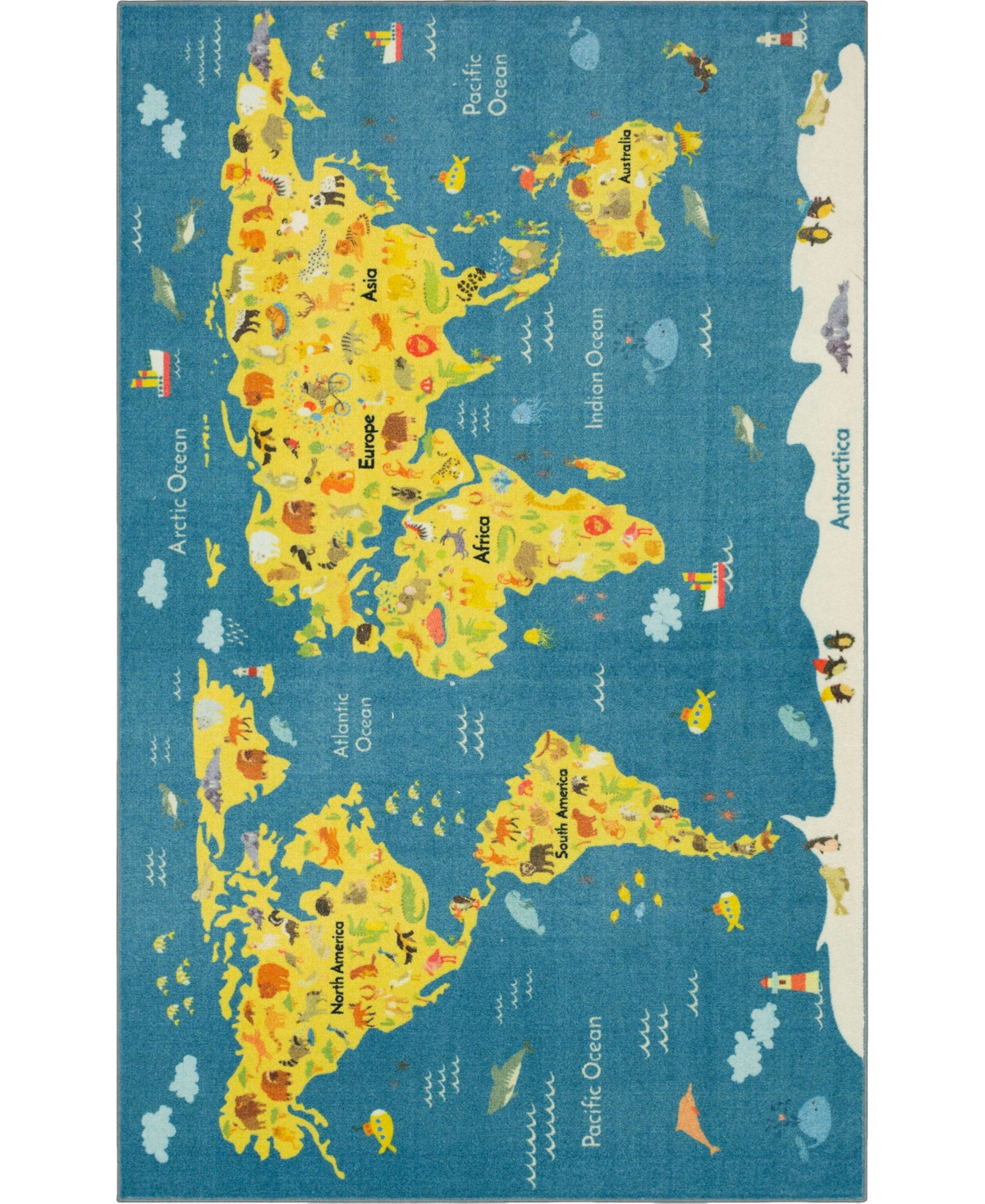 Mohawk Prismatic Animal Map Kids Rug 5' x 8' Area Rug - Multi