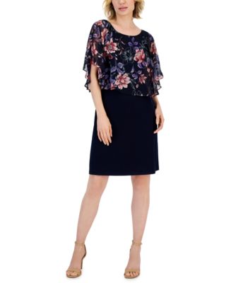 Connected Petite Printed-Capelet Overlay Sheath Dress & Reviews ...