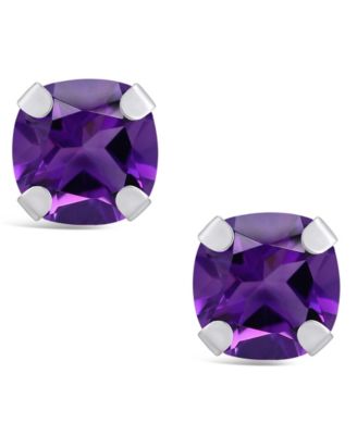 Gemstone Stud Earrings in 10k White Gold