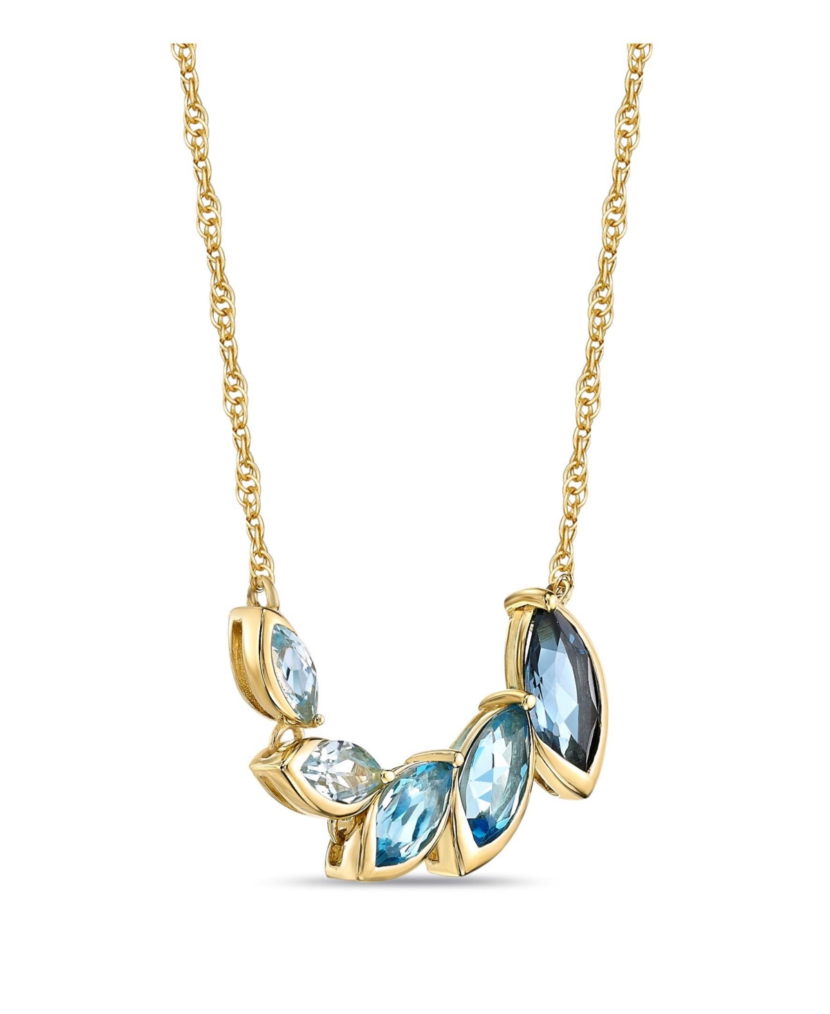 Elegant OmbreMarquise Bezel Set East West Pendant in 14K Yellow Gold Plated Over Sterling Silver - Blue Topaz