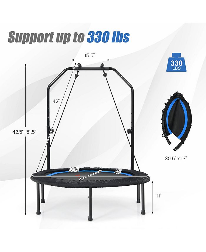 Costway 40" Foldable Adjustable Trampoline Fitness Rebounder Macy's