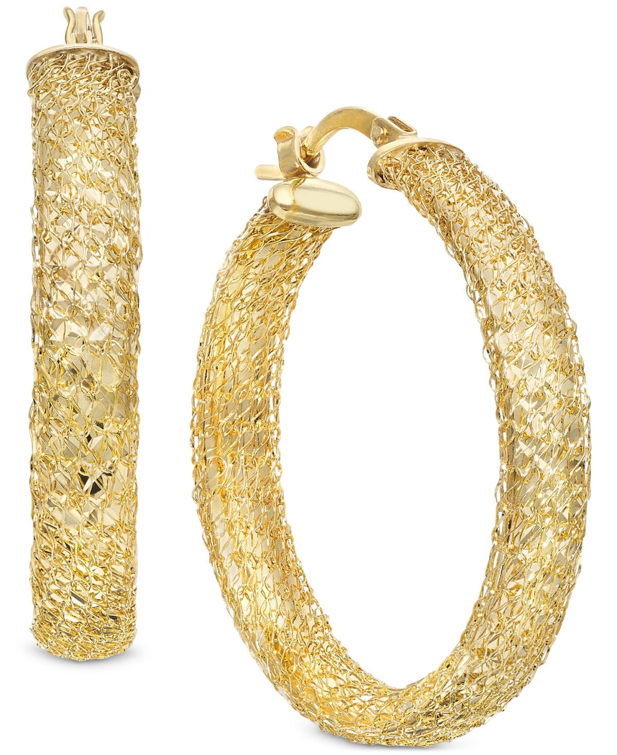 Textured Weave Small Hoop Earrings in 10k Gold, 25mm - Gold