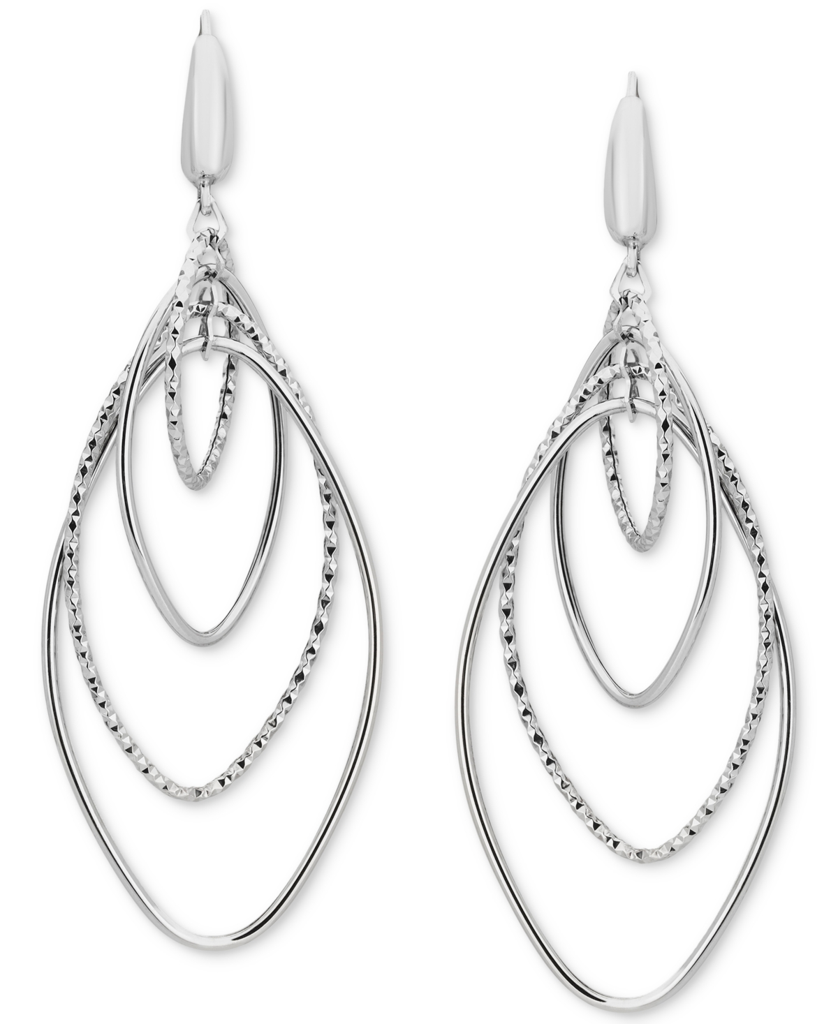 Macy's Navette Orbital Drop Earrings In 14k White Gold