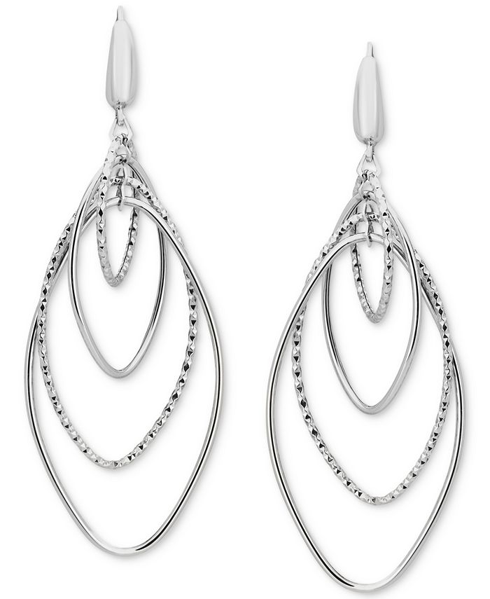 Macy's Navette Orbital Drop Earrings in 14k White Gold - Macy's