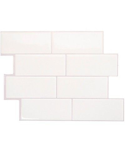 Smart Tiles 11.56'' x 8.38'' Self Adhesive 3D Peel and Stick Backsplash Tiles White