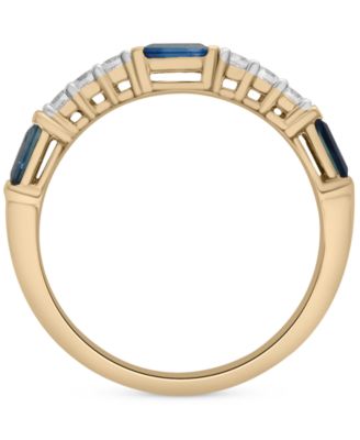Lab-Grown Blue Sapphire (3/8 ct. t.w.) & Lab-Grown White Sapphire (1/5 ct. t.w.) Stack Ring in 14k Gold-Plated Sterling Silver