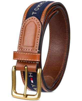 Men's Tri-Color Ribbon Inlay Leather Belt