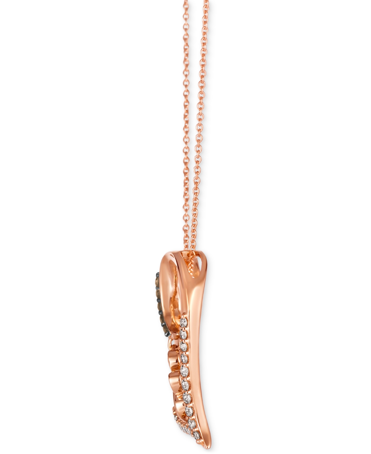 Le Vian Nude Diamond (1/4 ct. t.w.) & Chocolate Diamond (1/10 ct. t.w.) Paw Print Heart Pendant Necklace in 14k Rose Gold, 18