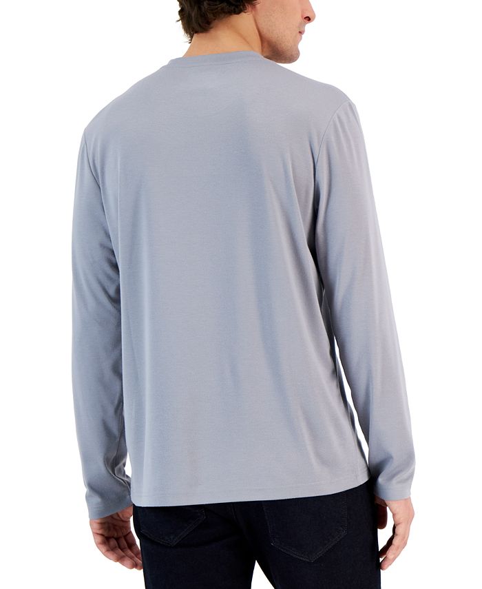 Alfani Alfatech Long Sleeve Crewneck T-Shirt, Created for Macy's - Macy's