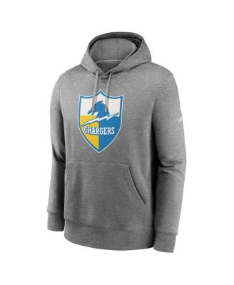 Men's Heathered Gray Los Angeles Chargers Rewind Club Fleece Pullover Hoodie