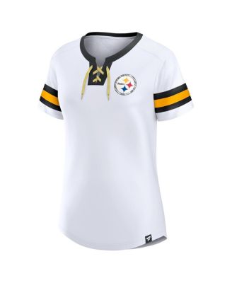 Women's White Pittsburgh Steelers Sunday Best Lace-Up T-shirt