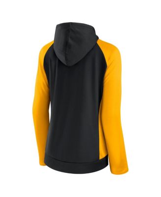 Women's Black, Gold Pittsburgh Steelers End Around Raglan Full-Zip Hoodie
