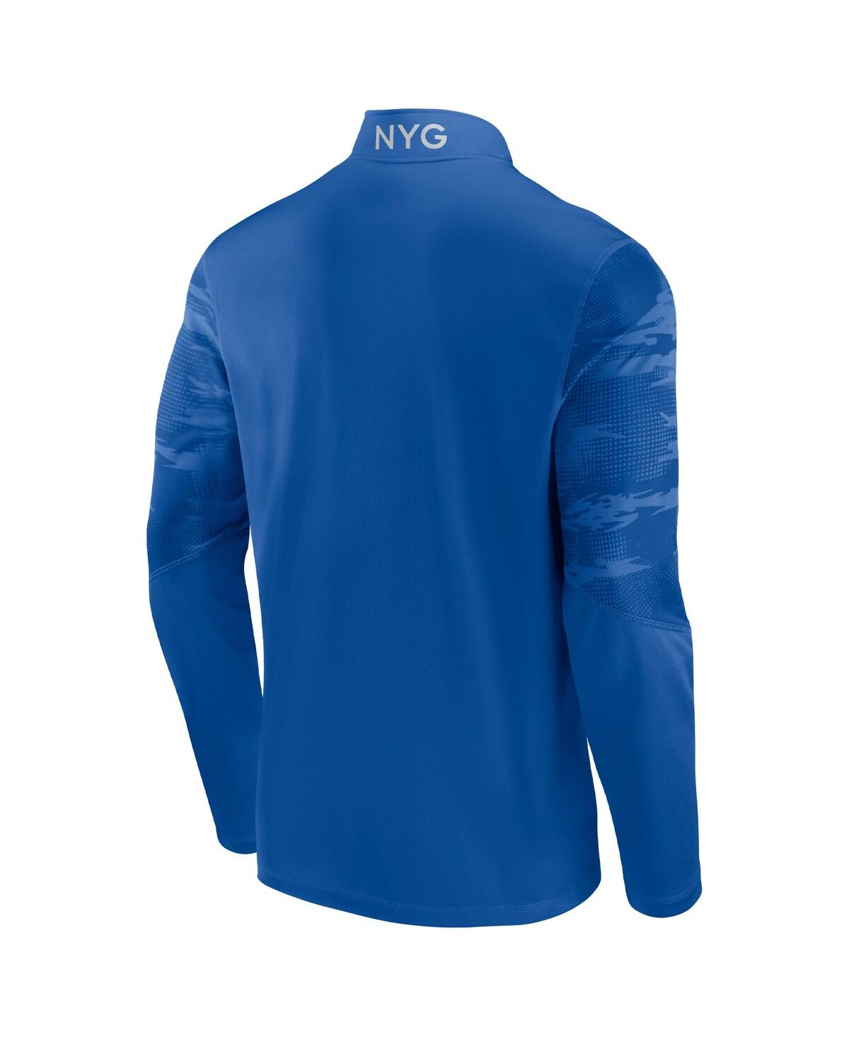 Shop Fanatics Men's  Royal New York Giants Ringer Quarter-zip Jacket