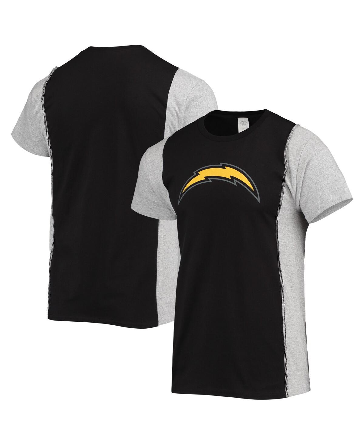 Shop Refried Apparel Men's  Black, Heathered Gray Los Angeles Chargers Split T-shirt In Black,heathered Gray
