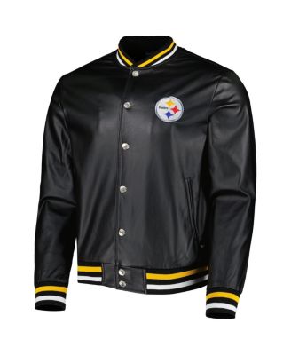 Men's Black Pittsburgh Steelers Metallic Bomber Full-Snap Jacket