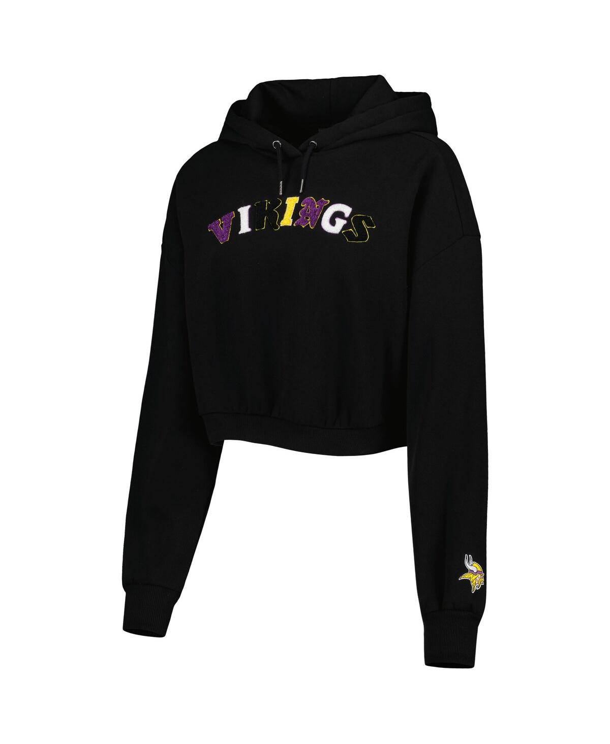Women's The Wild CollectiveMinnesota Vikings Cropped Pullover Hoodie - Black