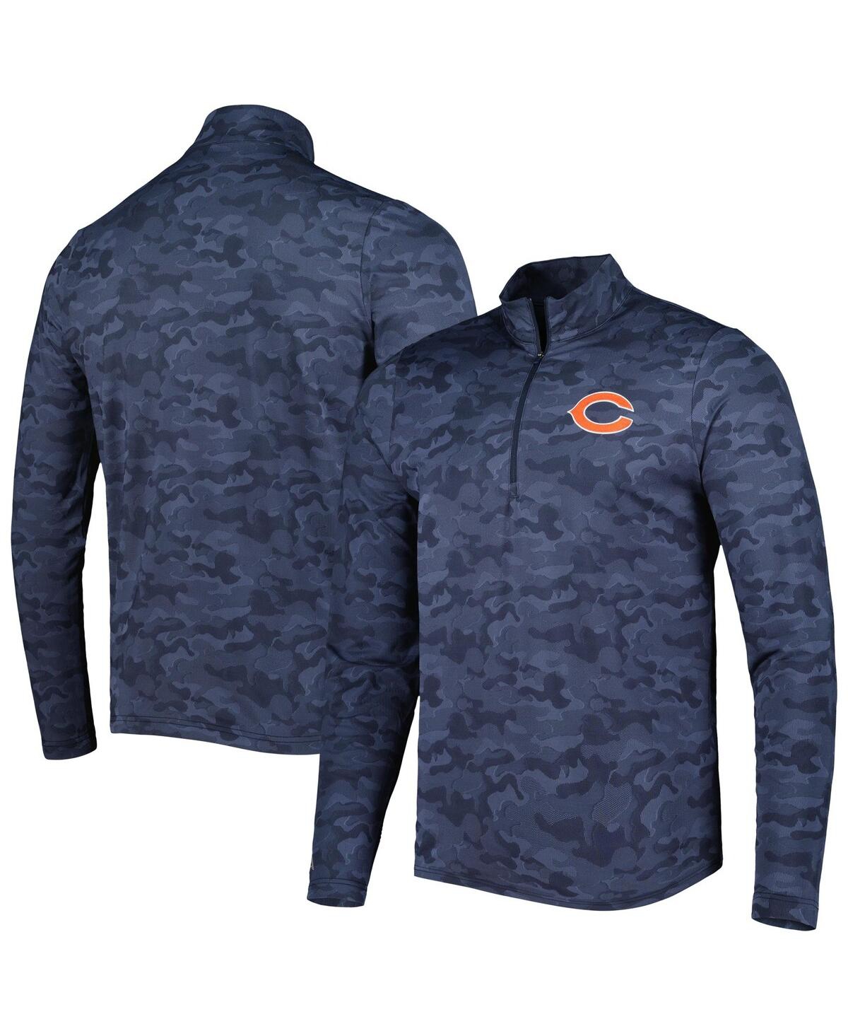 Shop Antigua Men's  Navy Chicago Bears Brigade Quarter-zip Sweatshirt