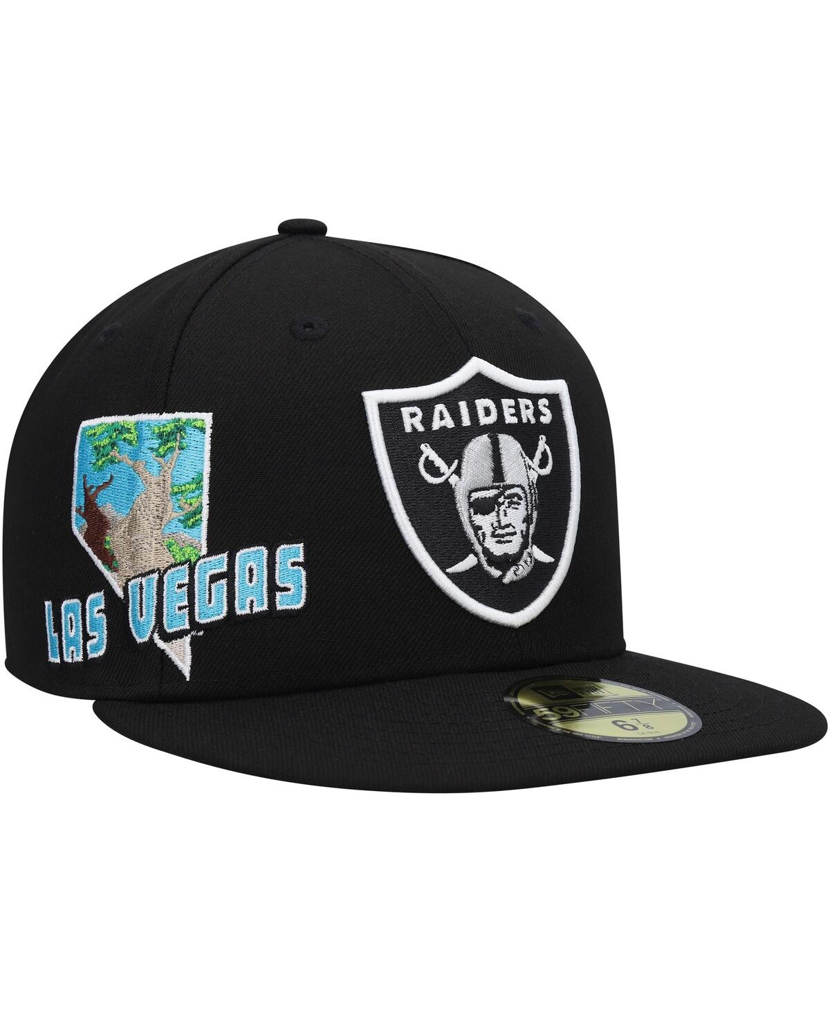 New Era Black Las Vegas Raiders Stateview 59fifty Snapback Hat In Black